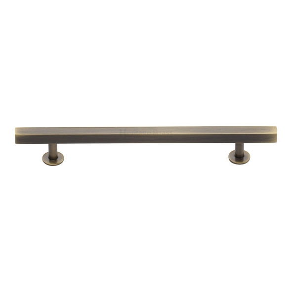 C4760 160-AT • 160 x 223 x 11 x 19 x 32mm • Antique Brass • Heritage Brass Square Bar Round Foot Cabinet Pull Handle